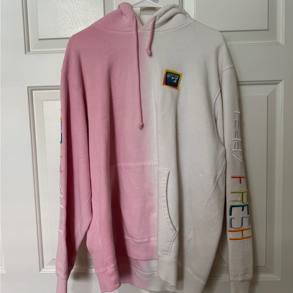 Teddy Fresh Pink and White Hoodie Sweatshirt